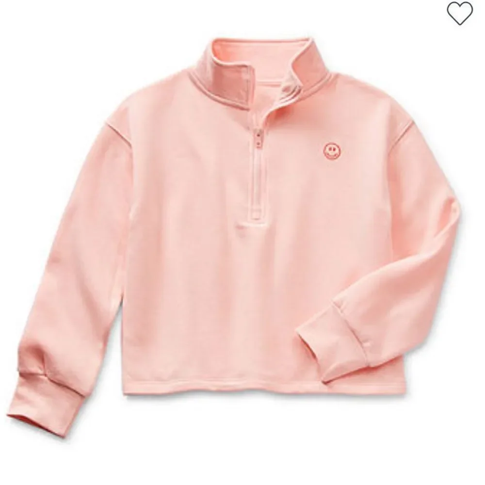 NWT Thereabouts Little Big Girls Long Sleeve Quarter-Zip Strawberry Cream Fleece